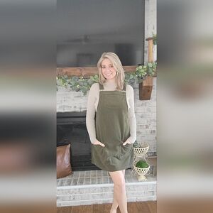 Olive Green Corduroy Overalls